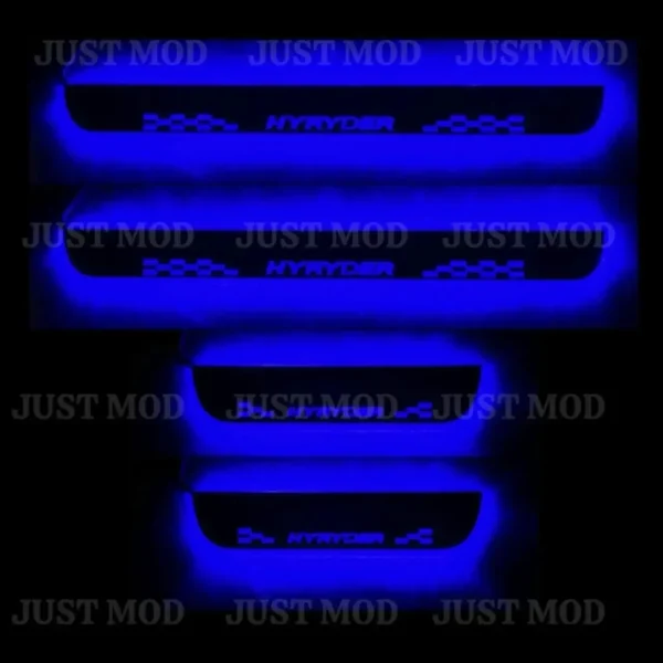 Just Mod Hyryder LED Sill Plate – Premium Chrome Finish Scuff Plate Set of 4 (Blue Light)