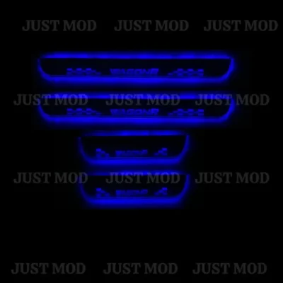 Just Mod Wagon R LED Sill Plate – Premium Chrome Finish Scuff Plate Set of 4 (Blue Light)