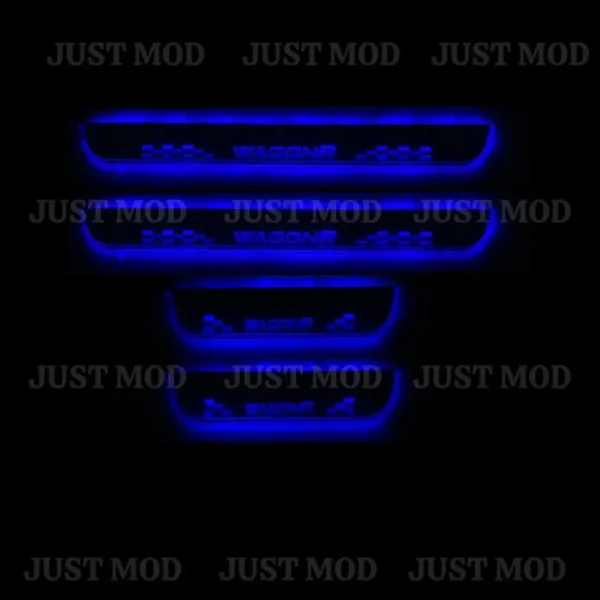 Just Mod Wagon R LED Sill Plate – Premium Chrome Finish Scuff Plate Set of 4 (Blue Light)