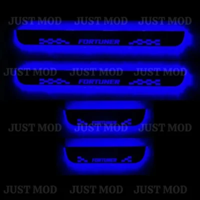 Just Mod Fortuner LED Sill Plate – Premium Chrome Finish Scuff Plate Set of 4 (Blue Light)