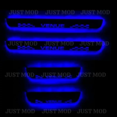 Just Mod Venue LED Sill Plate – Premium Chrome Finish Scuff Plate Set of 4 (Blue Light)