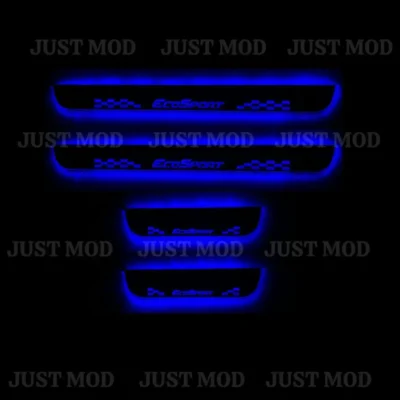 Just Mod EcoSport LED Sill Plate – Premium Chrome Finish Scuff Plate Set of 4 (Blue Light)