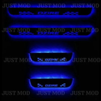 Just Mod Dzire LED Sill Plate – Premium Chrome Finish Scuff Plate Set of 4 (Blue Light)