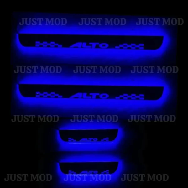 Just Mod Alto LED Sill Plate – Premium Chrome Finish Scuff Plate Set of 4 (Blue Light)