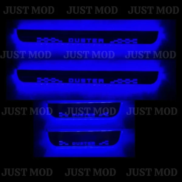 Just Mod Duster LED Sill Plate – Premium Chrome Finish Scuff Plate Set of 4 (Blue Light)=