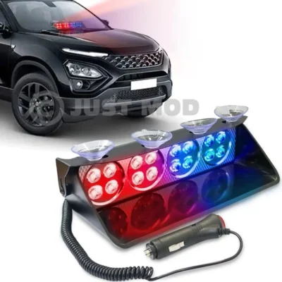 Just Mod S16 Police Flasher – Premium Red Blue Multi-Mode Dashboard Light (48W)