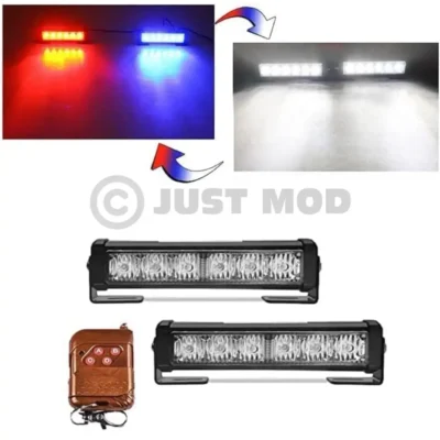 Just Mod Red Blue Car Strobe Flasher – Premium 5-Mode COB Police Warning Light (40W)