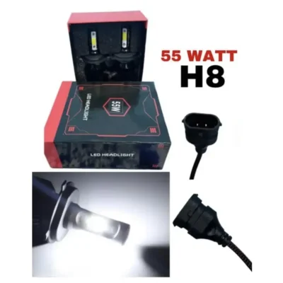 55W H8 LED Headlight Bulb – Ultra Bright 6500K White Xenon Light (Set of 2)