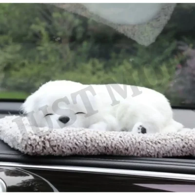 White Sleeping Dog Showpiece – Premium Large Decorative Toy (26 cm)