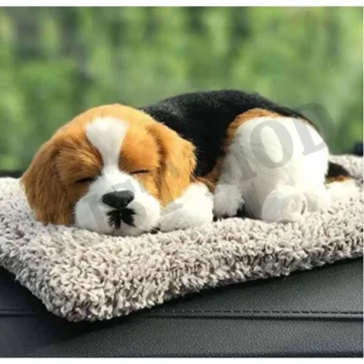 Brown Black Sleeping Dog Showpiece – Premium Large Decorative Toy (26 cm)