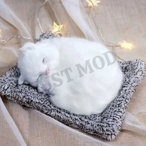 White Sleeping Cat Showpiece – Premium Kitty Decorative Toy (26 cm)