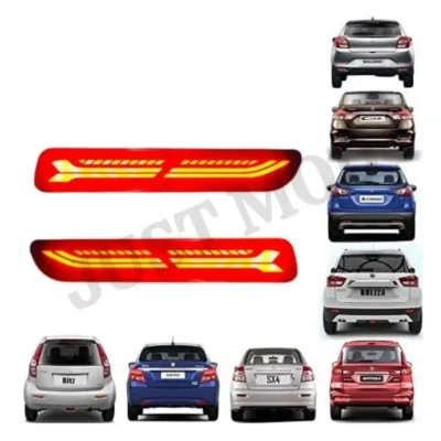JUST MOD Maruti Suzuki Rear Bumper LED Reflector – Premium Type I Waterproof Red Light (Imported Quality)