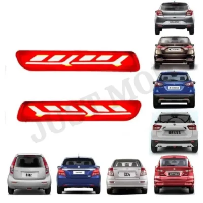 JUST MOD Maruti Suzuki Rear Bumper Reflector – Premium Type D 2 Function Red Light (Non-Matrix)