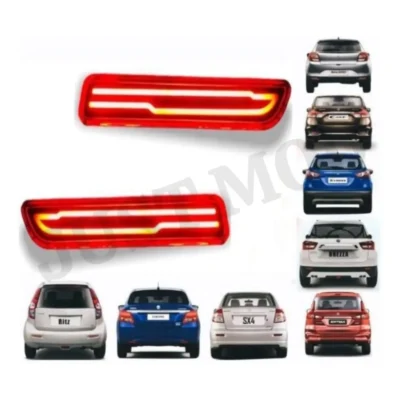 JUST MOD Suzuki Rear Bumper LED Reflector – Premium Type A Waterproof LED with Running Indicator (Red)