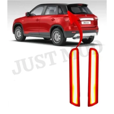 JUST MOD Maruti Suzuki Vitara Brezza Pillar Light – Premium 2 Function Non-Matrix LED Reflector (Red)