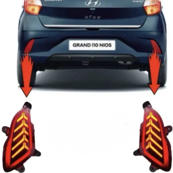 JUST MOD Grand i10 Nios Matrix Reflector Light – Premium 3 Function LED Type 2 with Indicator (Red)