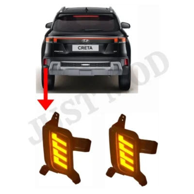 JUST MOD Creta Matrix Reflector Light – Premium Smoke LED Type A with Scan, Indicator & Reverse Light (2024+ Model, Red)
