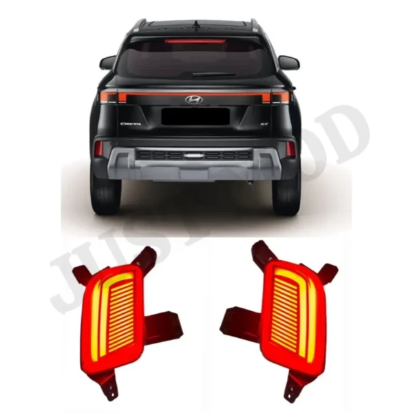 JUST MOD Creta Matrix Reflector Light – Premium LED Type C with Scan Running Indicator (2024+ Model, Red)