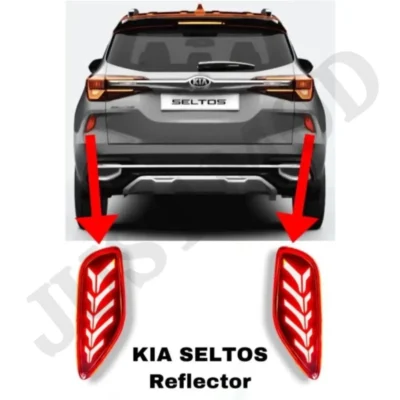 JUST MOD Kia Seltos Reflector Light – Premium 3 Function LED Type A with Running Indicator (Waterproof, Red)