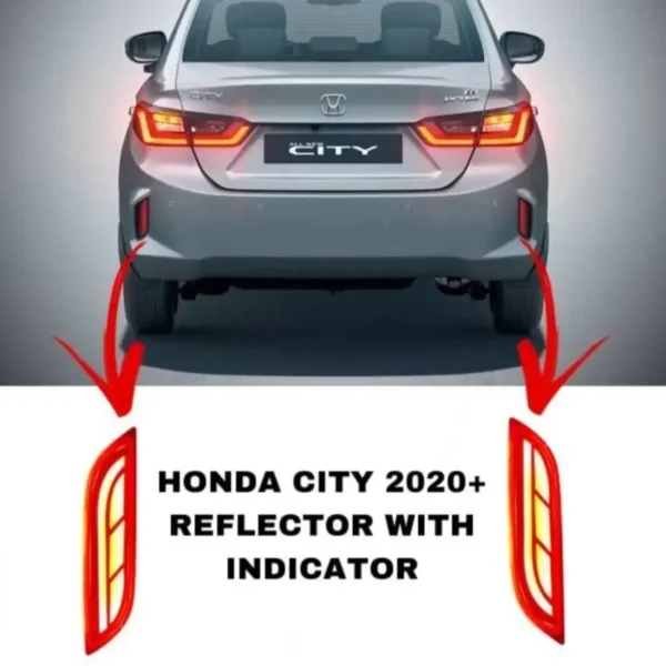 Just Mod Honda City Matrix Reflector Light – Premium 2020 LED with Running Indicator (Pack of 2, Red)