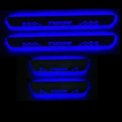 Just Mod Tata Tigor LED Sill Plate – Premium Chrome Finish Scuff Plate Set of 4 (Blue Light)