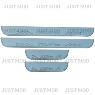 Just Mod XUV500 LED Sill Plate – Premium Chrome Finish Scuff Plate Set of 4 (Blue Light)