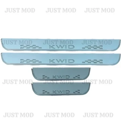 Just Mod Kwid LED Sill Plate – Premium Chrome Finish Scuff Plate Set of 4 (Blue Light)