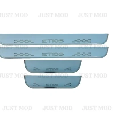 Just Mod Etios LED Sill Plate – Premium Chrome Finish Scuff Plate Set of 4 (Blue Light)