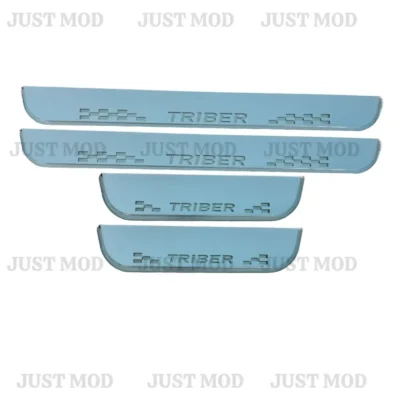 Triber LED Sill Plate – Premium Chrome Finish Scuff Plate Set of 4 (Blue Light)