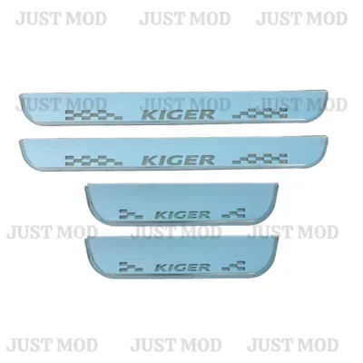 Just Mod Kiger LED Sill Plate – Premium Chrome Finish Scuff Plate Set of 4 (Blue Light)