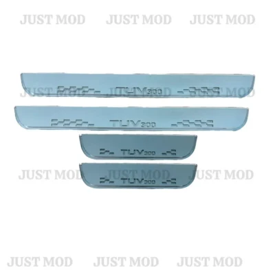 Just Mod TUV300 LED Sill Plate – Premium Chrome Finish Scuff Plate Set of 4 (Blue Light)