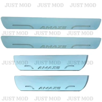 Just Mod Amaze LED Sill Plate – Premium Chrome Finish Scuff Plate Set of 4 (Blue Light)