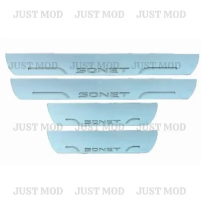 Just Mod Sonet LED Sill Plate – Premium Chrome Finish Scuff Plate Set of 4 (Blue Light)