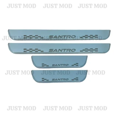 Just Mod Santro LED Sill Plate – Premium Chrome Finish Scuff Plate Set of 4 (Blue Light)