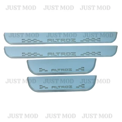 Just Mod Altroz LED Sill Plate – Premium Chrome Finish Scuff Plate Set of 4 (Blue Light)