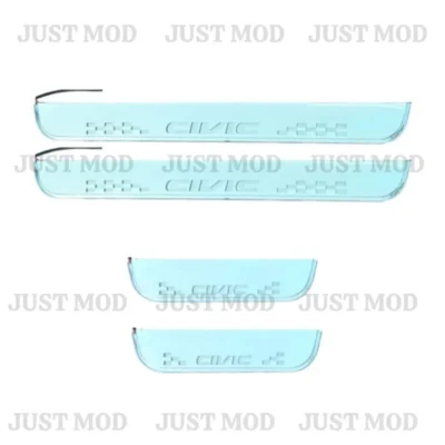 Just Mod Civic LED Sill Plate – Premium Chrome Finish Scuff Plate Set of 4 (Blue Light)