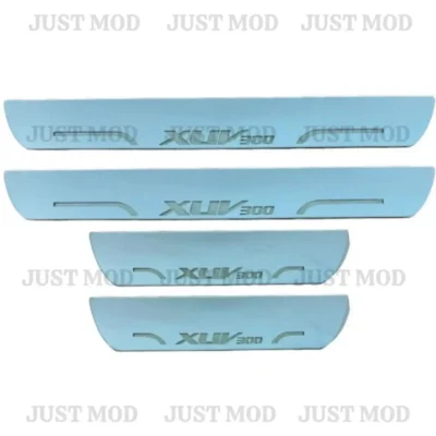 Just Mod XUV300 LED Sill Plate – Premium Chrome Finish Scuff Plate Set of 4 (Blue Light)