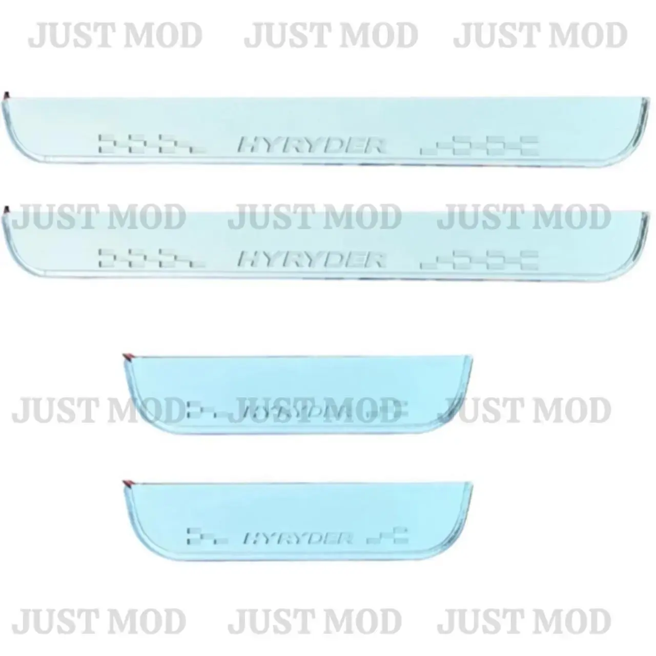 Just Mod Hyryder LED Sill Plate – Premium Chrome Finish Scuff Plate Set of 4 (Blue Light) - Image 4