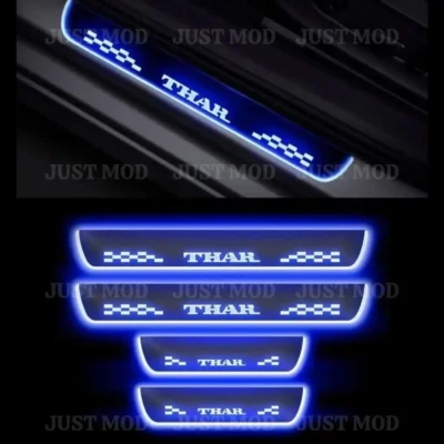Just Mod Thar LED Sill Plate – Premium Chrome Finish Scuff Plate Set of 4 (Blue Light)