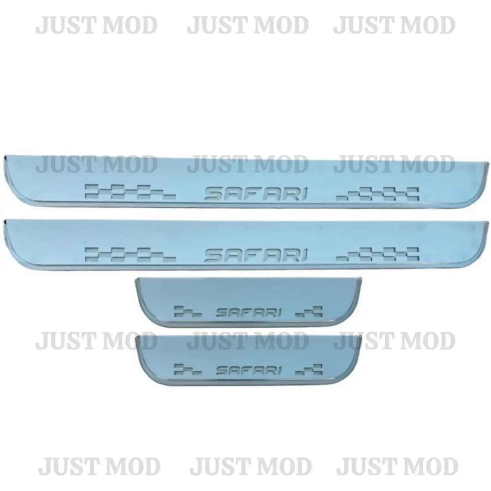 Just Mod Safari LED Sill Plate – Premium Chrome Finish Scuff Plate Set of 4 (Blue Light) - Image 4