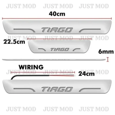 Just Mod Tiago LED Sill Plate – Premium Chrome Finish Scuff Plate Set of 4 (Blue Light)