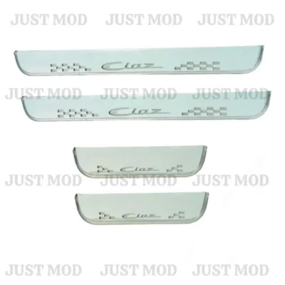 Just Mod Ciaz LED Sill Plate – Premium Chrome Finish Scuff Plate Set of 4 (Blue Light)