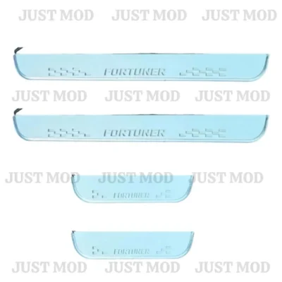 Just Mod Fortuner LED Sill Plate – Premium Chrome Finish Scuff Plate Set of 4 (Blue Light)