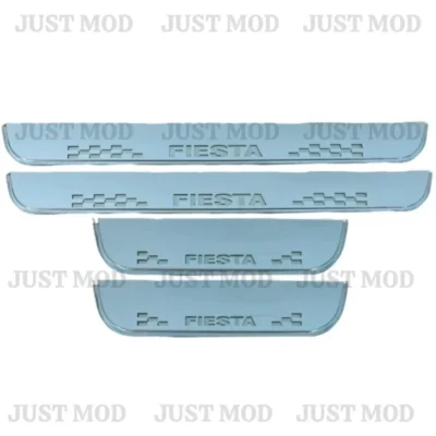 Just Mod Fiesta LED Sill Plate – Premium Chrome Finish Scuff Plate Set of 4 (Blue Light)