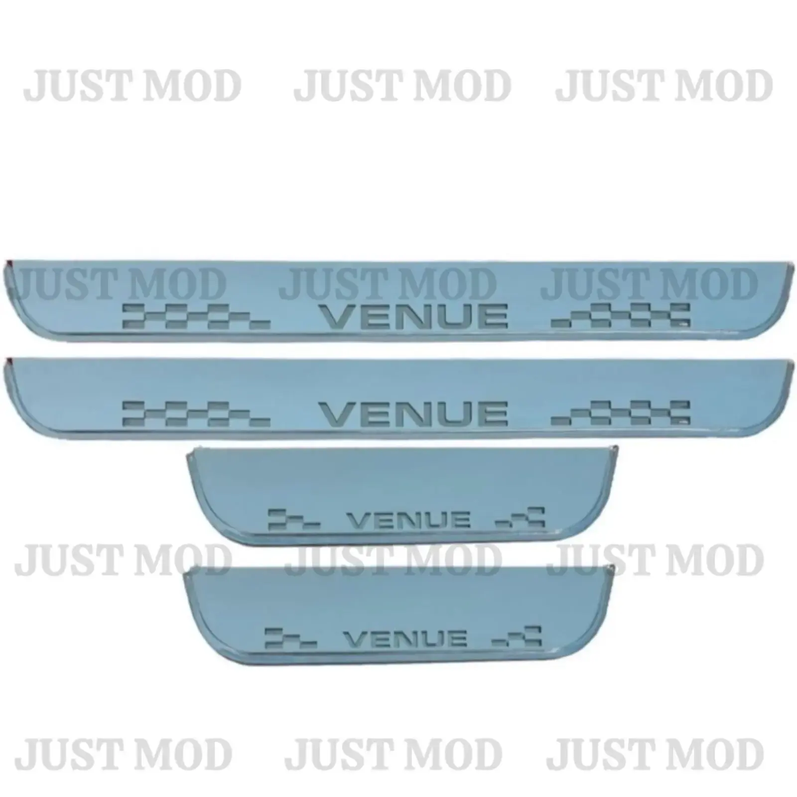 Just Mod Venue LED Sill Plate – Premium Chrome Finish Scuff Plate Set of 4 (Blue Light) - Image 4