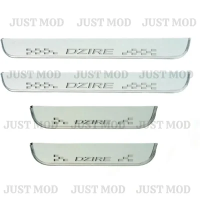 Just Mod Dzire LED Sill Plate – Premium Chrome Finish Scuff Plate Set of 4 (Blue Light)
