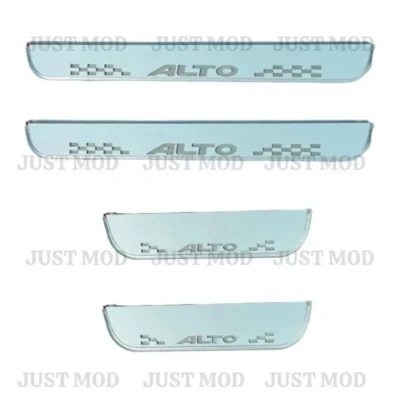 Just Mod Alto LED Sill Plate – Premium Chrome Finish Scuff Plate Set of 4 (Blue Light)