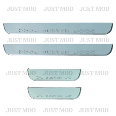 Just Mod Duster LED Sill Plate – Premium Chrome Finish Scuff Plate Set of 4 (Blue Light)=