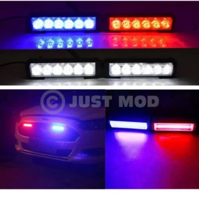 Just Mod Red Blue Car Strobe Flasher – Premium 5-Mode COB Police Warning Light (40W)