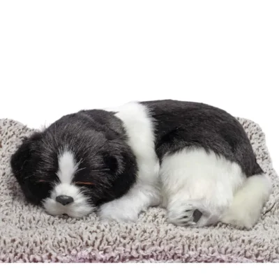 Black & White Sleeping Dog Decorative Showpiece Large Size for Car & Table Decor 26 cm